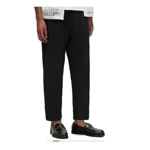 Men's All Saints Tallis Cropped Trouser 34 36x27 Pleated Black Pants Tapered